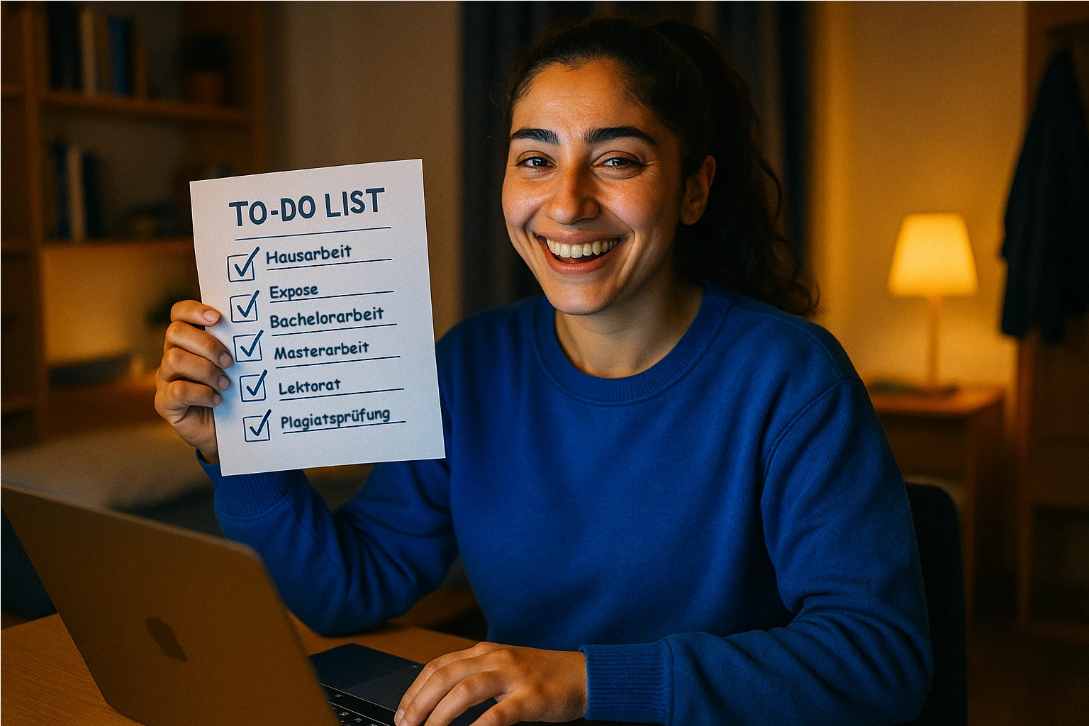Studentin arbeitet fokussiert am Laptop und gewinnt Zeit durch professionelle Schreibunterstützung